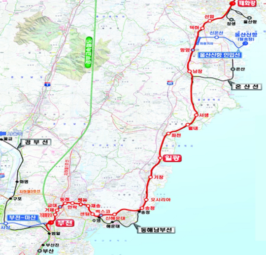 동해선(부산~울산) 복선전철 위치도. /사진=부산시