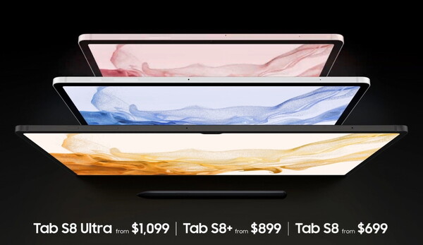 10일(한국시간) 열린 '삼성 갤럭시 언팩 2022'에서 '갤럭시탭S8' 시리즈는 그라파이트, 실버, 핑크골드 세가지 컬러로 출시된다. /사진='언팩 2022' 생중계 화면 캡처