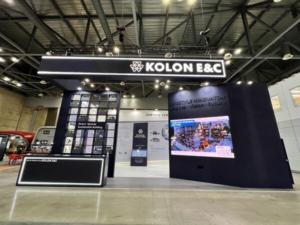 모듈러 건설산업전에 마련된 코오롱이앤씨 부스. / 코오롱글로벌 제공