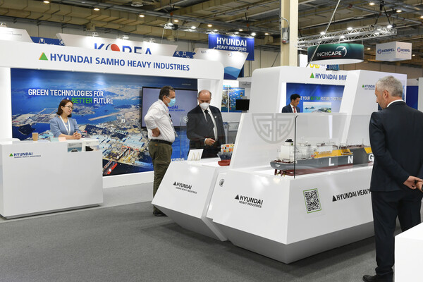 글로벌 조선해양 박람회 ‘포시도니아 2022’에 마련된 현대중공업그룹 부스. / 현대중공업그룹 제공