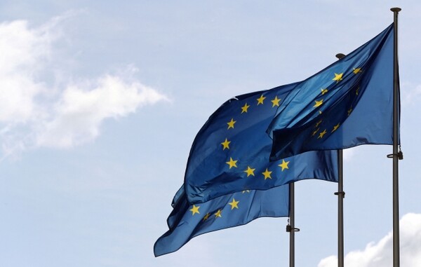 벨기에 브뤼셀 유럽연합(EU) 본부 앞 EU 깃발. /사진=연합뉴스