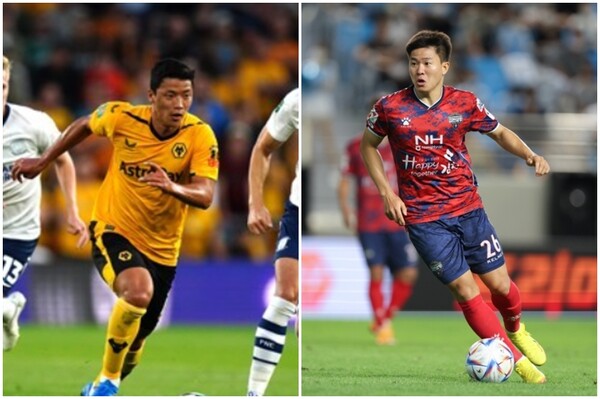 울버햄턴 원더러스의 황희찬(왼쪽)과 김천 상무의 권창훈은 소속팀에서 활약이 안 좋다. /연합뉴스, 한국프로축구연맹 제공