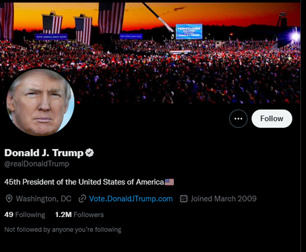 복구된 도널드 트럼프 전 미국 대통령 트위터 계정 