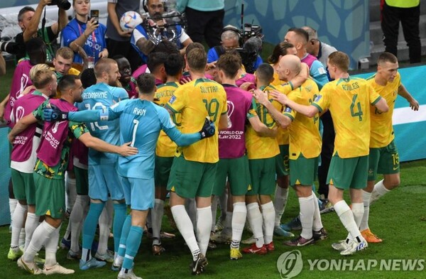 호주가 16년 만에 월드컵 축구대회 16강에 진출했다. / 연합뉴스