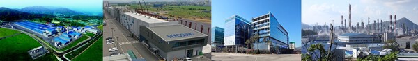 (왼쪽부터) KCC 경북 김천공장, 효성첨단소재 전주공장, SK케미칼 본사, OCI 광양공장. / 각 사 제공 