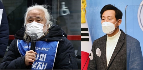 박경석 전장연 대표(왼)와 오세훈 서울시장. / 연합뉴스