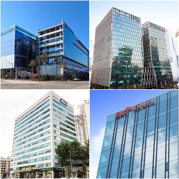 SK케미칼, 금호석유화학 본사, SKC 본사, KCC 본사 전경.(왼쪽 위부터 시계방향) / 각 사 제공.