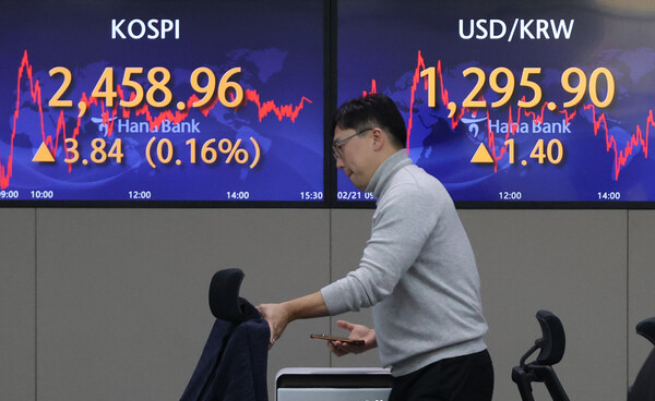 21일 코스피는 장중 등락을 반복하다가 2450대 강보합 마감했다. /연합뉴스