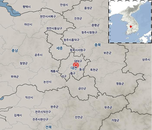 8일 대전에서 발생한 지진 / 기상청