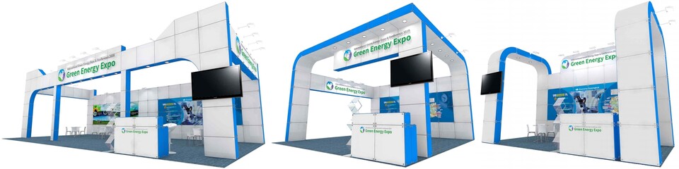 '제20회 국제 그린에너지엑스포' 참가 기업 부스 타입별 조감도.  