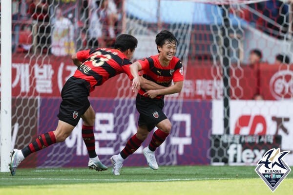포항 스틸러스는 후반 종료 직전 극적인 결승골을 터뜨렸다. /한국프로축구연맹 제공