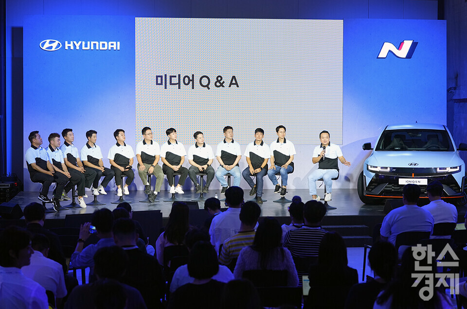 14일 오전 서울 마포구 레이어11스튜디오에서 현대자동차 '아이오닉 5 N' 테크 데이가 열리고 있다.  /최대성 기자 dpdaesung@sporbiz.co.kr 2023.09.14.