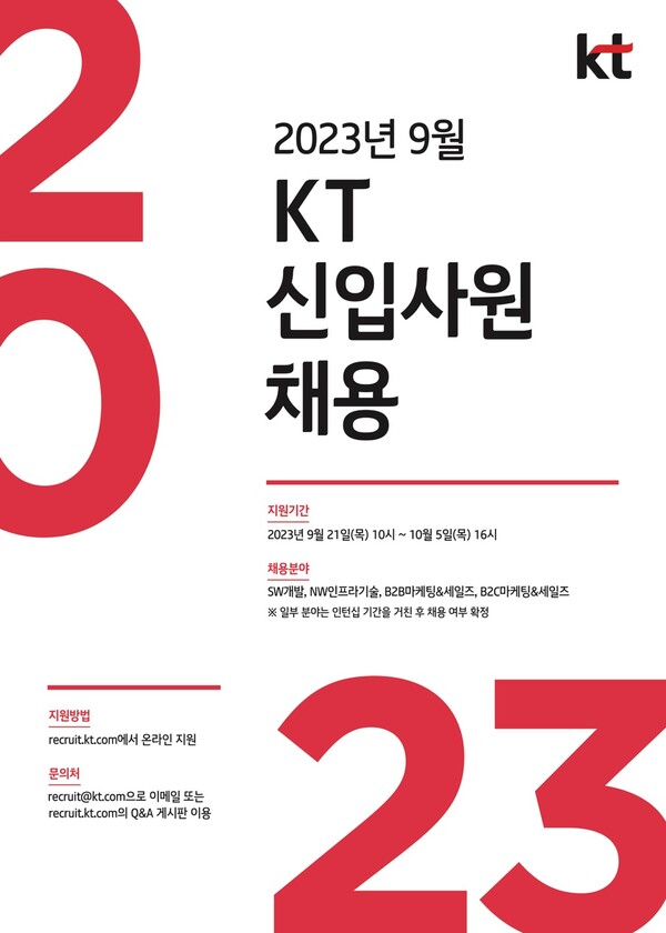 KT 신입사원 채용 안내 포스터 / KT