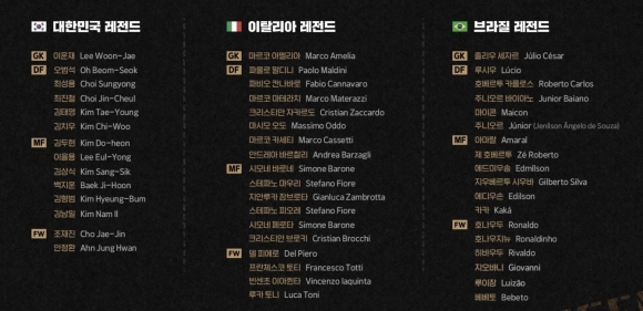 레전드 올스타전 명단. /라싱시티 -그룹 제공