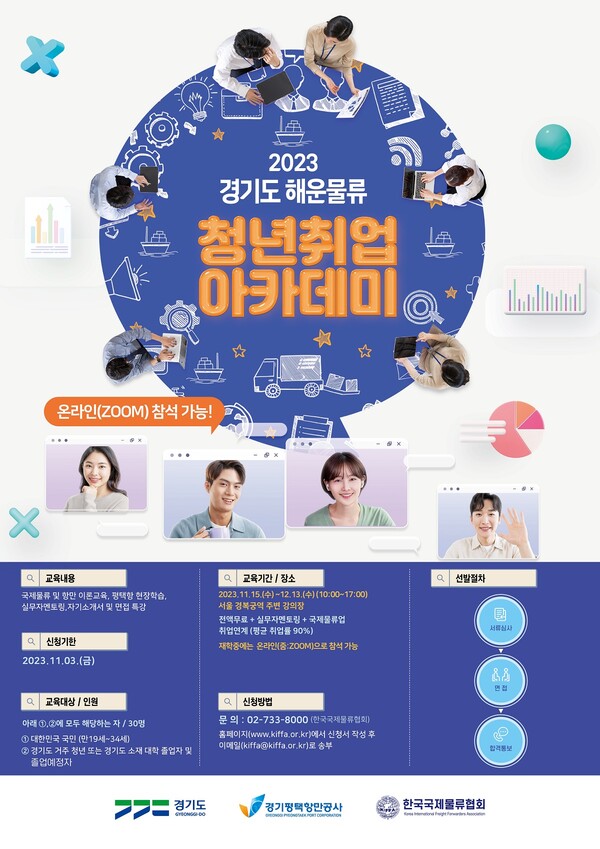 경기평택항만공사(사장 김석구)는 청년에게 “더 고른 취업 기회”와 “더 좋은 변화가 가득한 일자리”를 제공하기 위한 「2023년 경기도 해운물류 청년취업 아카데미」 2차 교육생을 모집한다./ 경기평택항만공사 제공