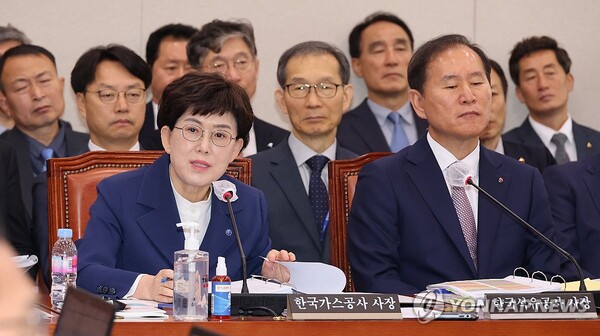 24일 국회 산업통상자원중소벤처기업위원회 국정감사에서 최연혜 한국가스공사 사장이 답변 하고 있다. / 연합뉴스 제공