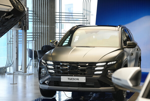 지난 5일 오전 서울 강남구 현대 모터스튜디오에서 '더 뉴 투싼' 미디어 갤러리가 열려 파인 그린 매트 색상의 '더 뉴 투싼'이 전시돼있다. / 최대성 기자