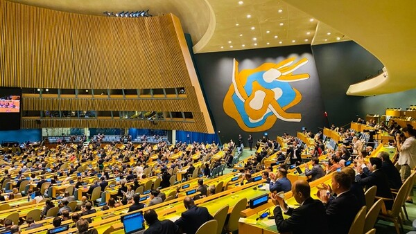 한국은 지난해 6월 6일(현지시간) 미국 뉴욕 유엔본부에서 열린 총회 비상임이사국 선거에서 투표에 참여한 192개 회원국 중 3분의 2 이상인 180개국의 찬성표를 획득했다. /연합뉴스