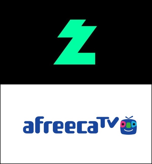치지직 로고(위), 아프리카TV 로고 (아래)