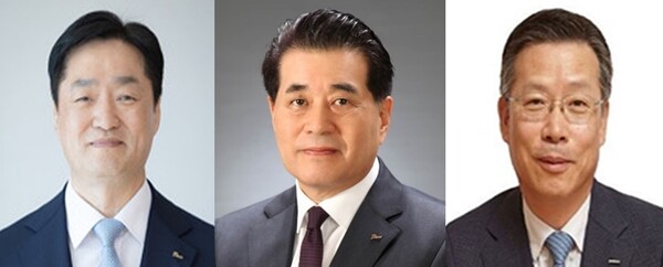 포스코 전혁진 내부 인사 3인.(왼쪽부터)김지용 포스코홀딩스 미래연구원 원장(사장), 장인화 전 포스코 사장, 전중선 전 포스코홀딩스 사장