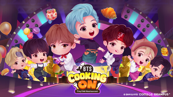 컴투스는 신작 요리 시뮬레이션 게임 ‘BTS 쿠킹온: 타이니탄 레스토랑(이하 BTS쿠킹온)’이 글로벌 출시를 앞두고 사전 예약을 시작했다./ 컴투스 제공