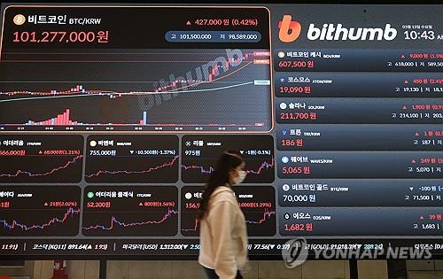 비트코인 가격 전광판. /연합뉴스