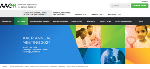 많은 국내 제약바이오 기업들이 AACR 2024에 참여했다. / AACR 2024 홈페이지 갈무리