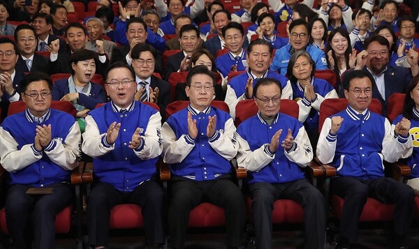 더불어민주당의 제22대 국회의원선거 상황실 전경. /연합뉴스 제공