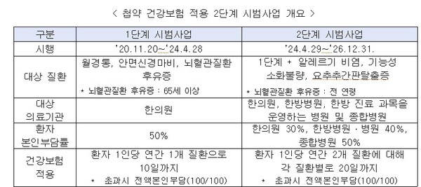 첩약 건강보험 적용 2단계 시범사업 개요. /보건복지부 제공
