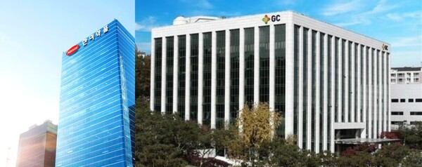 한미약품, GC녹십자의 사옥 전경. / 한미약품, GC녹십자 제공