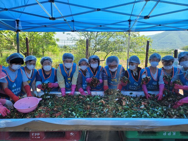 농협중앙회 경기본부(본부장 박옥래) 및 (사)농가주부모임 경기도연합회(회장 여주현)는 14일 영중농협(조합장 박종우)에서 찬찬찬 밑반찬 나눔 사업을 실시했다./ 경기농협 제공