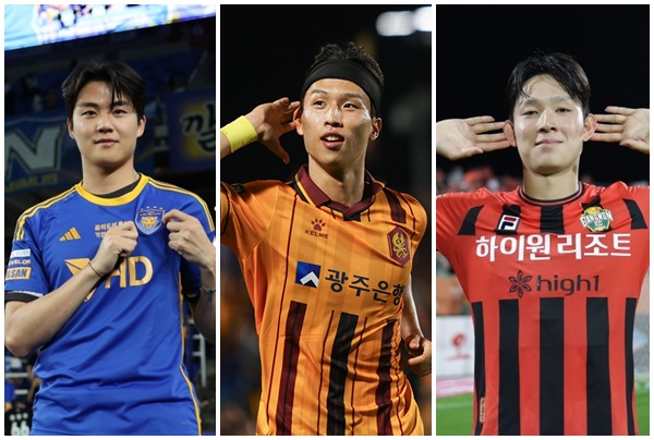 왼쪽부터 설영우와 엄지성, 양민혁. /한국프로축구연맹 제공