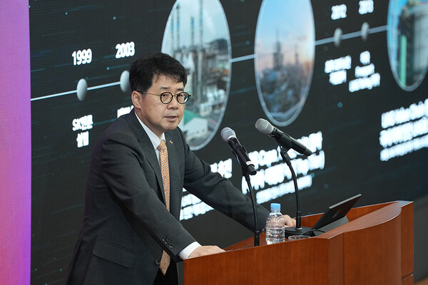 박상규 SK이노베이션 사장은 18일 SK서린빌딩에서 진행된 합병 기자간담회에서 “동반자로서 좋은 역량을 갖춘 구성원들의 능력을 잘 결합해 시너지를 극대화 하는 방향으로 합병을 추진할 것”이라고 밝혔다. / 최대성 기자