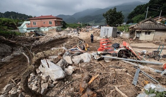지난해 7월 20일 오후 경북 예천군 감천면 벌방리 산사태 현장 모습. / 사진=연합뉴스.