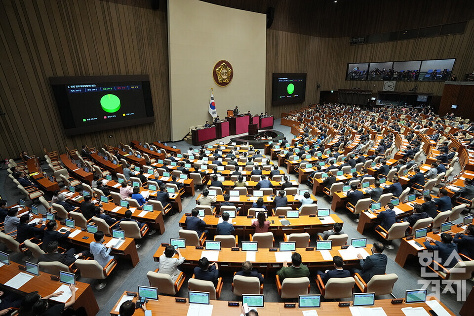 28일 오후 서울 여의도 국회에서 제417회 국회(임시회) 제2차 본회의가 열리고 있다. /최대성 기자 dpdaesung@sporbiz.co.kr 2024.08.28.
