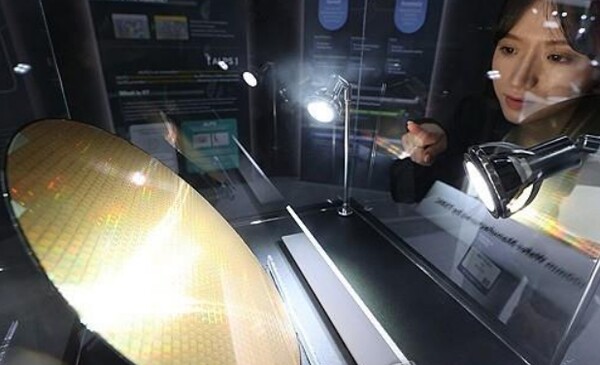 금색으로 빛나는 웨이퍼./사진=연합뉴스