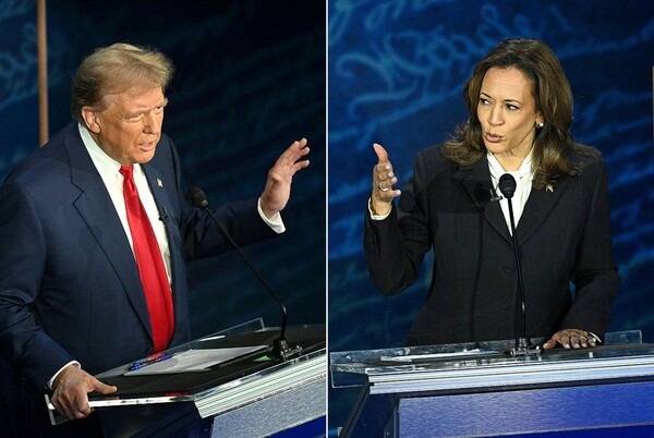 카멀라 해리스 부통령이 펜실베이니아주 필라델피아 국립헌법센터에서 ABC방송 주관으로 진행된 미 대선후보 TV토론에서 재임 기간 석유 붐을 강조해 기후 정책을 바꿀지 주목된다. / 사진=연합뉴스