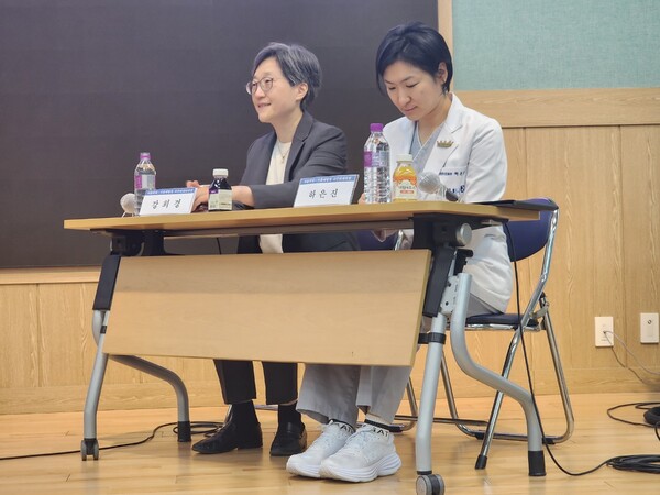 왼쪽부터 강희경 서울대의대·서울대병원 교수협의회 비상대책위원회 위원장, 하은진 서울대의대·서울대병원 교수협의회 비상대책위원회 위원./이소영 기자