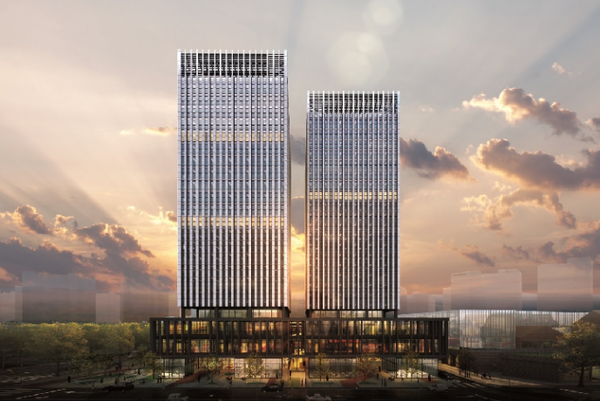 청라 파이낸스센터 Ⅰ,Ⅱ 투시도. /BS산업 제공