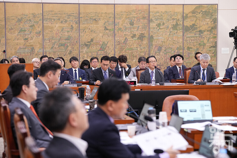 한상준 영화진흥위원장이 17일 서울 여의도 국회에서 열린 문화체육관광위원회의  한국콘텐츠진흥원, 국립국어원 등 14개 기관에 대한 국정감사에 출석해 의원 질의에 답변하고 있다. /최대성 기자 dpdaesung@sporbiz.co.kr 2024.10.17.