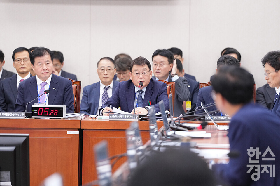 박성효 소상공인시장진흥공단 이사장이 22일 서울 여의도 국회에서 열린 산업통상자원중소벤처기업위원회의 중소벤처기업진흥공단, 기술보증기금 등 11개 기관 등에 대한 국정감사에 출석해 의원 질의에 답변하고 있다. /최대성 기자 dpdaesung@sporbiz.co.kr 2024.10.22.
