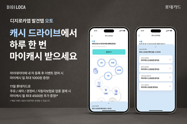 롯데카드의 포인트 증정 캐시 드라이브 이벤트. / 롯데카드 제공