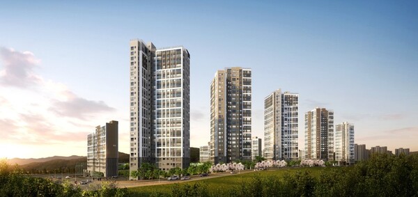 울산시 다운2지구에 조성되는 다운2지구 우미린 어반파크(2차) 투시도 석경. /우미건설 제공