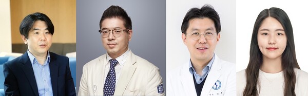 (왼쪽부터) 가톨릭중앙의료원 기초의학사업추진단 김태민 교수, 서울성모병원 병리과 이성학 교수, 아주대학교 외과학교실 허훈 교수, 이다경 박사후연구원./가톨릭중앙의료원 제공