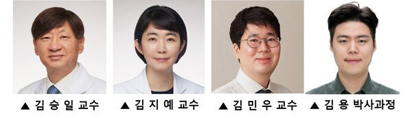연세암병원 유방외과 김승일‧김지예 교수, 연세대학교 의과대학 외과학교실 김민우 교수, 연세대학교 일반대학원 의학과 김용 박사과정생 공동 연구팀./세브란스병원 제공