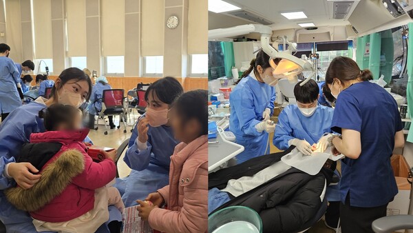 경희대학교의료원·경희대치과봉사단·경희대치과병원이 지역 주민을 대상으로 의료 봉사 활동을 펼쳤다./경희대의료원 제공