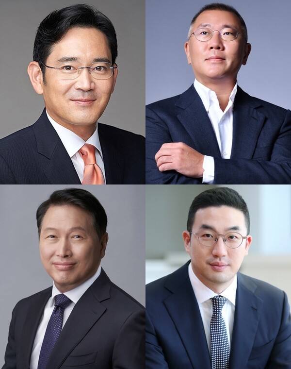  (왼쪽부터) 이재용 삼성전자 회장, 정의선 현대자동차그룹 회장, 최태원 SK그룹 회장, 구광모 LG그룹 회장./각사