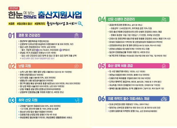  전남도 임신 출산지원사업 홍보물.