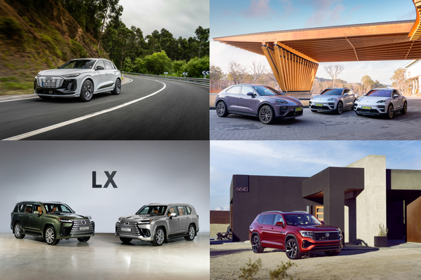 (왼쪽부터 시계방향) 아우디 더 뉴 아우디 Q6 e-트론, 포르쉐 마칸 일렉트릭, 폭스바겐 아틀라스, 렉서스 LX 700h/ 각사