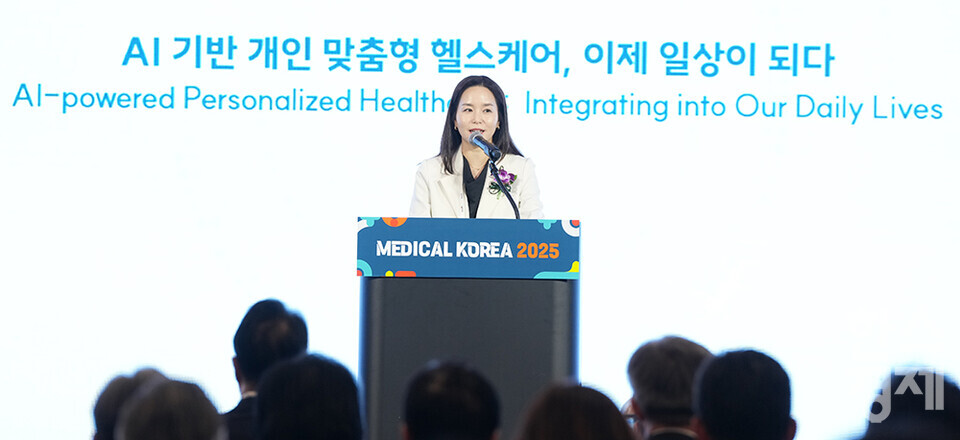 20일 서울 강남구 코엑스에서 메디컬 코리아(Medical Korea) 2025 개막식이 열리고 있다. 이주영 개혁신당 의원이 축사를 하고 있다. /최대성 기자 dpdaesung@sporbiz.co.kr 2025.03.20.